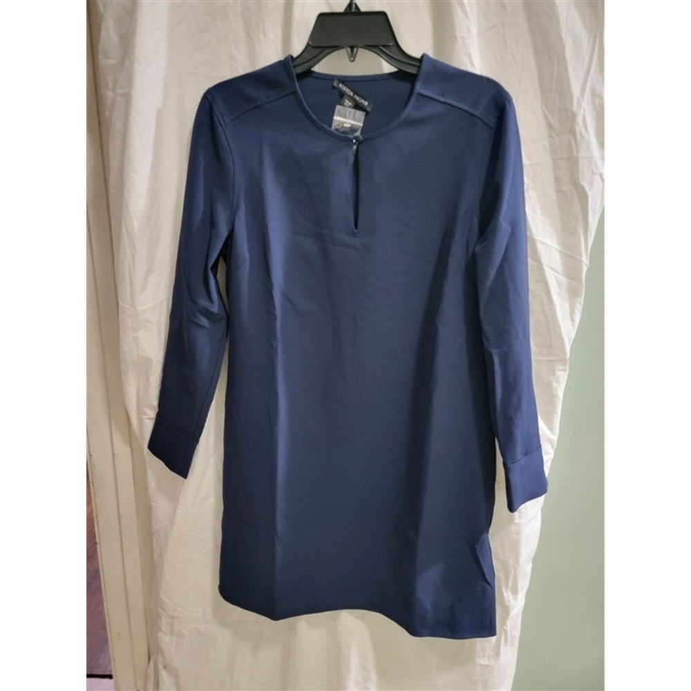 NWT Boston Proper M Beyond Travel Key Hole Sheath Dress Blue 114686